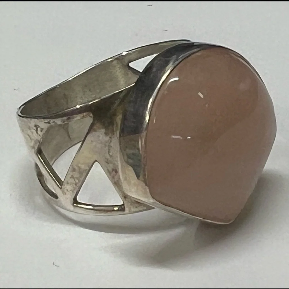 Vintage Jay King Sterling Signed DTR Navajo Old Pink Rose Quartz Ring